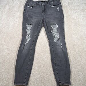 Judy Blue Skinny Fit Gray Jeans Womens 16W (FITS 31 X 28) Stretch Distressed